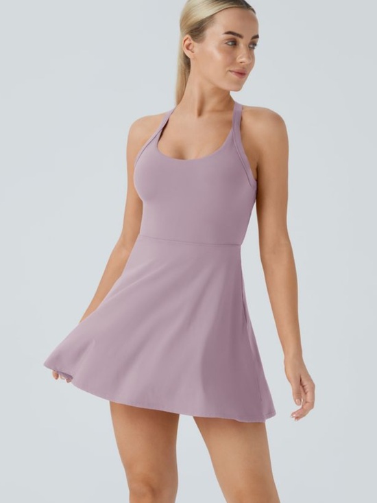 HALARA Dresses & Skirts - NWOT Halara Purple Backless Twisted Active Dress